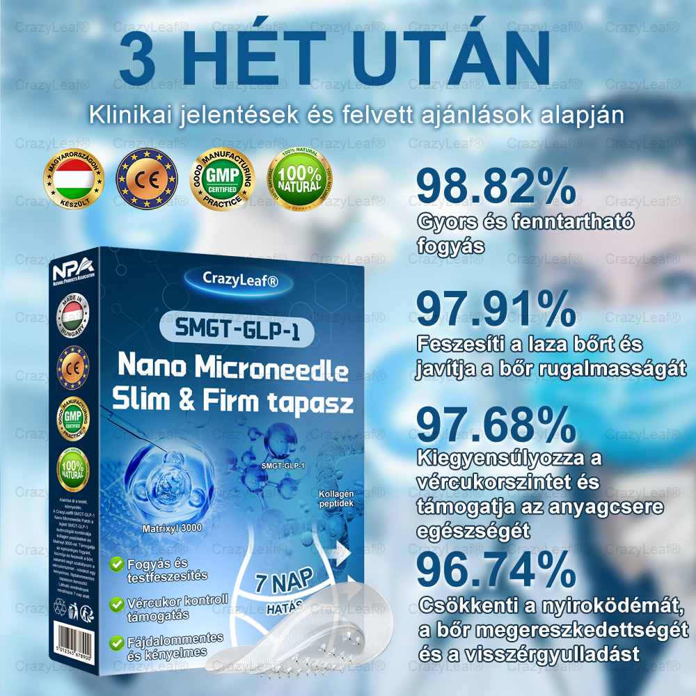 ✨𝐂𝐫𝐚𝐳𝐲𝐋𝐞𝐚𝐟® 𝐒𝐌𝐆𝐓-𝐆𝐋𝐏-𝟏 𝐓𝐚𝐩𝐚𝐬𝐳 – 𝐙𝐬í𝐫é𝐠𝐞𝐭é𝐬, 𝐅𝐞𝐬𝐳𝐞𝐬í𝐭é𝐬, 𝐕é𝐫𝐜𝐮𝐤𝐨𝐫 • 𝟕 𝐧𝐚𝐩 𝐚𝐥𝐚𝐭𝐭 𝐞𝐫𝐞𝐝𝐦é𝐧𝐲, 𝐢𝐧𝐣𝐞𝐤𝐜𝐢ó 𝐧é𝐥𝐤ü𝐥